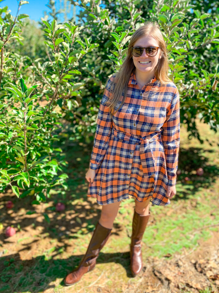 Fall apple picking outfit at Eastmont Orchards