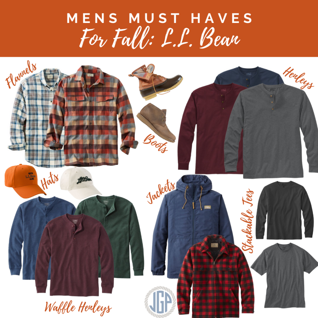 Cozy, Fall Finds from L.L. Bean for men. Including flannels, Henley's, sweaters, boots, hats, and outerwear perfect for Fall weather.